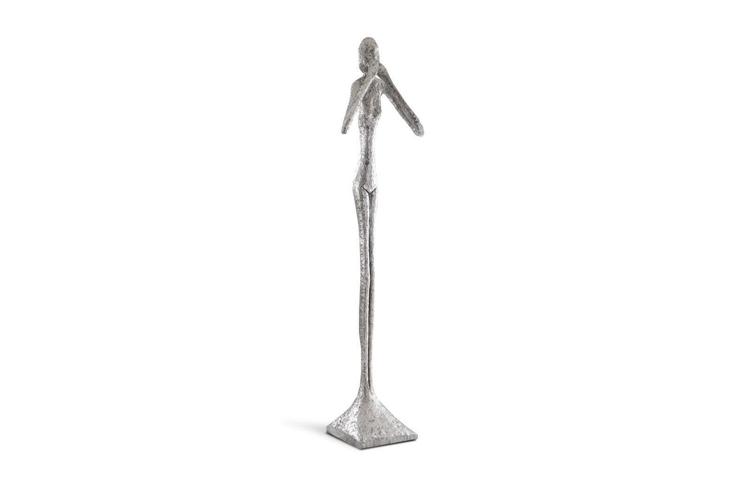SwayLiving Speak No Evil Slender Sculpture, Large, Resin, Silver Leaf DECORATIVE OBJECTS