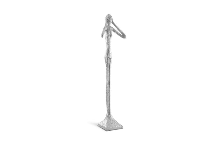 SwayLiving Hear No Evil Skinny Sculpture, Silver Leaf, LG DECORATIVE OBJECTS