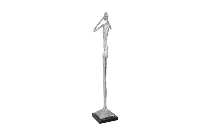 SwayLiving See No Evil Slender Sculpture, Small, Resin, Silver Leaf DECORATIVE OBJECTS