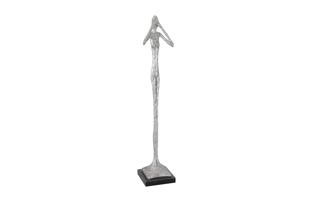 SwayLiving See No Evil Slender Sculpture, Small, Resin, Silver Leaf DECORATIVE OBJECTS