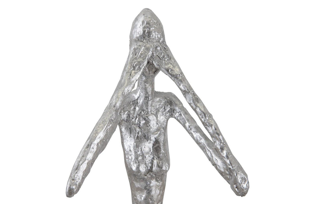 SwayLiving See No Evil Slender Sculpture, Small, Resin, Silver Leaf DECORATIVE OBJECTS
