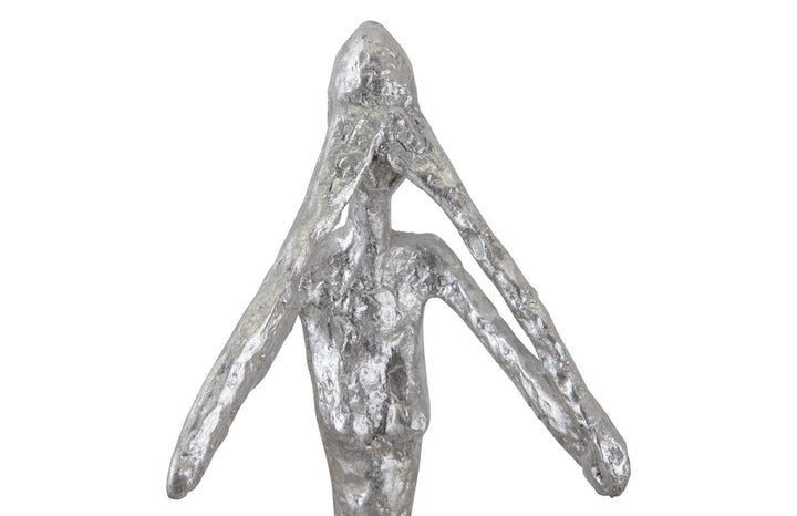 SwayLiving See No Evil Slender Sculpture, Small, Resin, Silver Leaf DECORATIVE OBJECTS