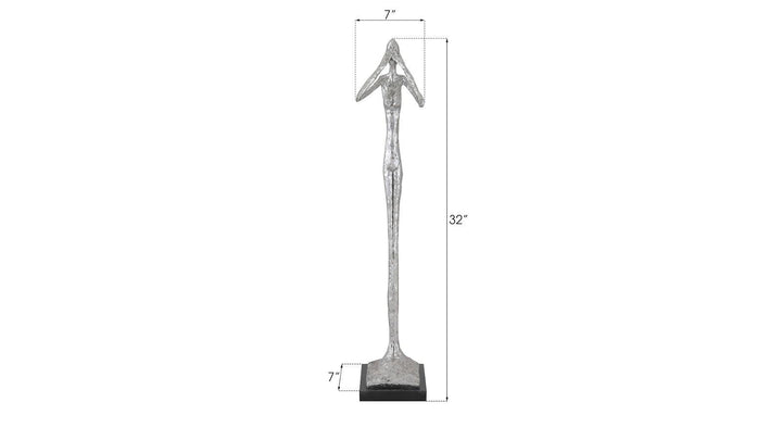 SwayLiving See No Evil Slender Sculpture, Small, Resin, Silver Leaf DECORATIVE OBJECTS