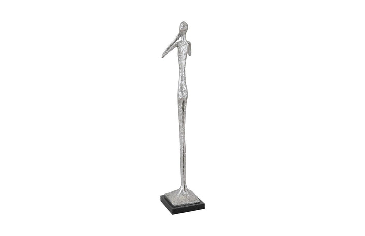 SwayLiving Speak No Evil Slender Sculpture, Small, Resin, Silver Leaf DECORATIVE OBJECTS