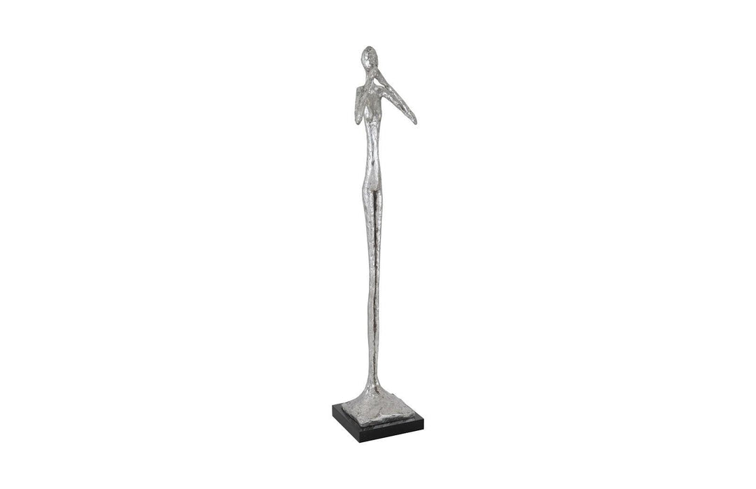SwayLiving Speak No Evil Slender Sculpture, Small, Resin, Silver Leaf DECORATIVE OBJECTS