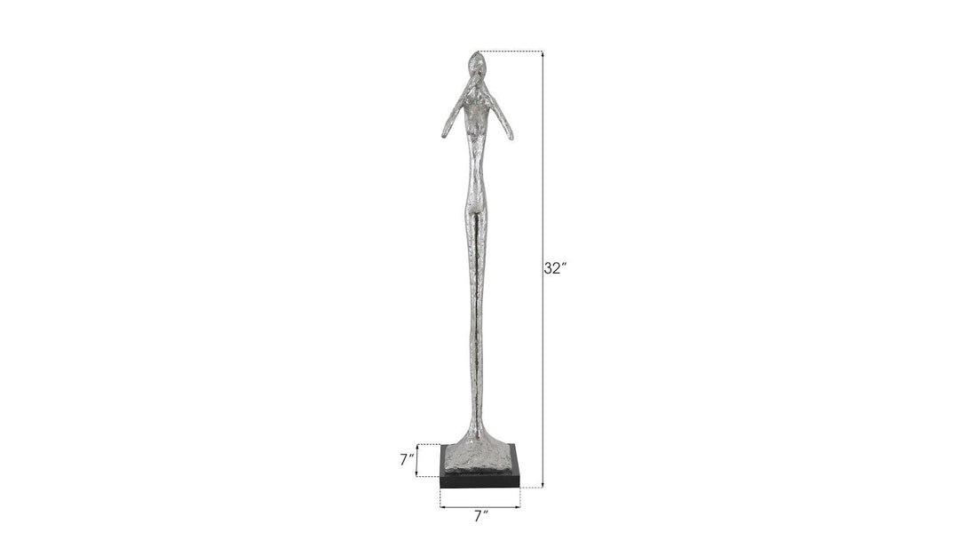 SwayLiving Speak No Evil Slender Sculpture, Small, Resin, Silver Leaf DECORATIVE OBJECTS
