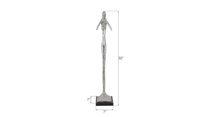 SwayLiving Speak No Evil Slender Sculpture, Small, Resin, Silver Leaf DECORATIVE OBJECTS