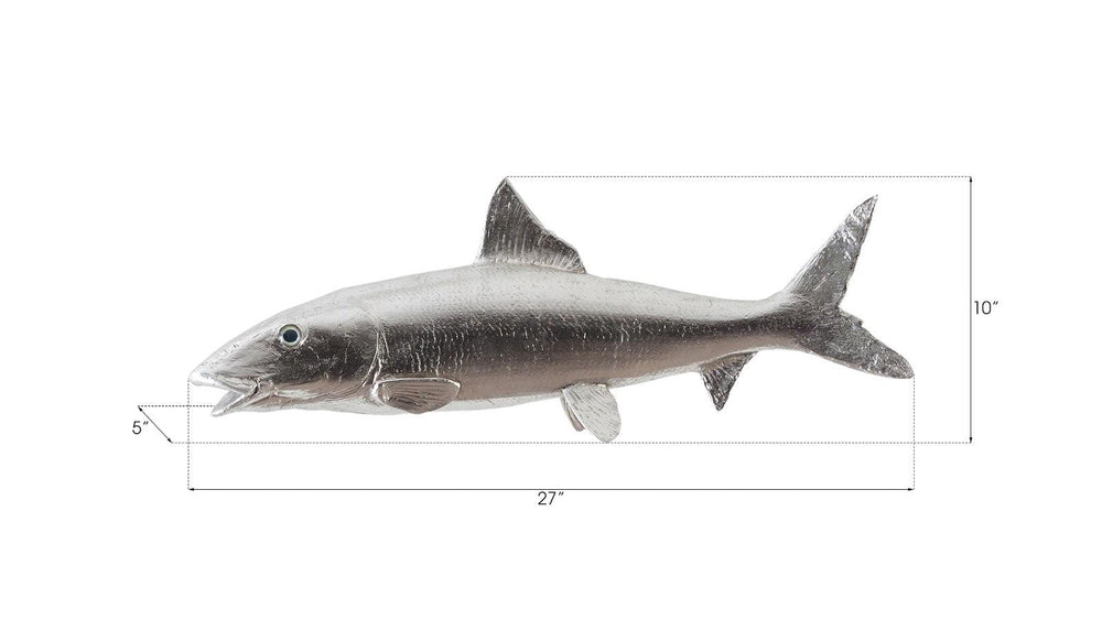 SwayLiving Bonefish Wall Sculpture, Resin, Silver Leaf WALL ACCENTS