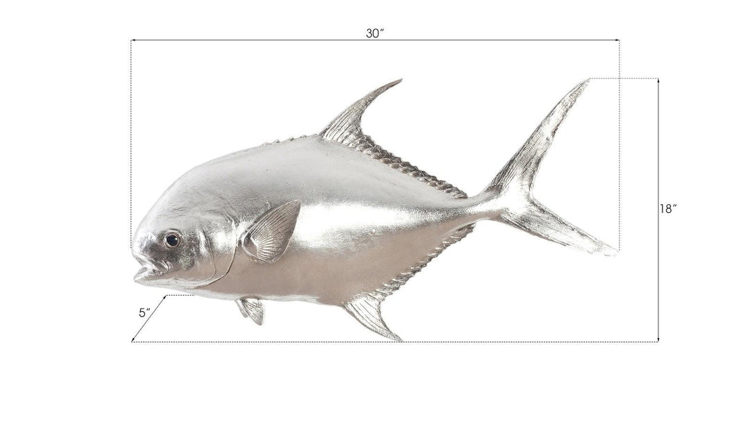 SwayLiving Permit Fish Wall Sculpture, Resin, Silver Leaf WALL ACCENTS