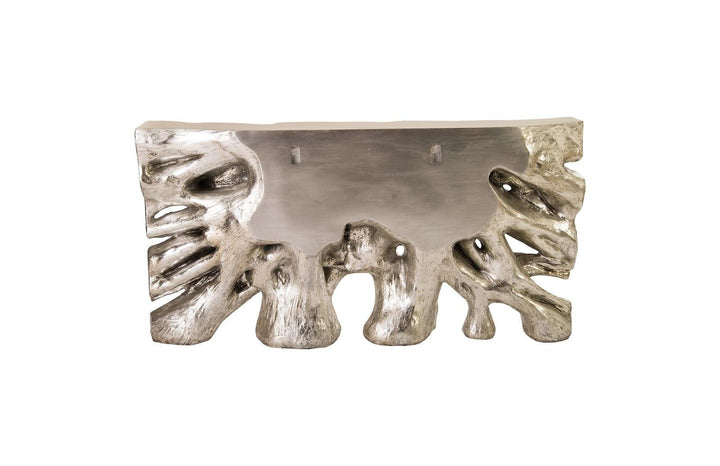 SwayLiving Square Root Console Table, Silver Leaf CONSOLE TABLES