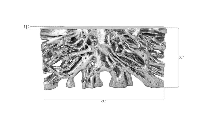 SwayLiving Square Root Console Table, Silver Leaf CONSOLE TABLES