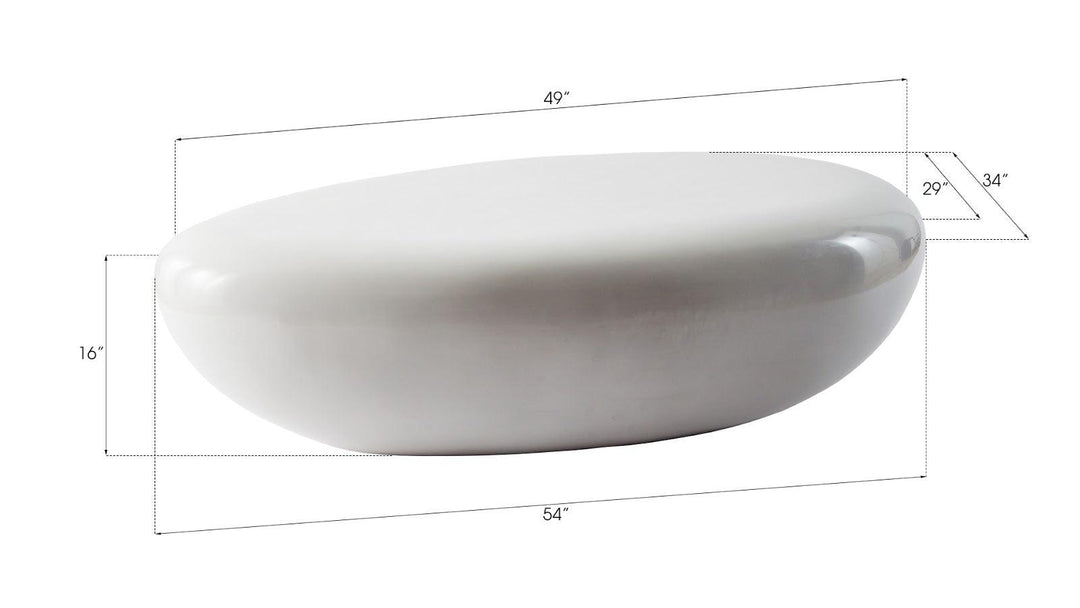 SwayLiving River Stone Coffee Table, Large, Gel Coat White COFFEE TABLES