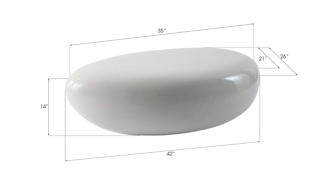 SwayLiving River Stone Coffee Table, Small, Gel Coat White COFFEE TABLES