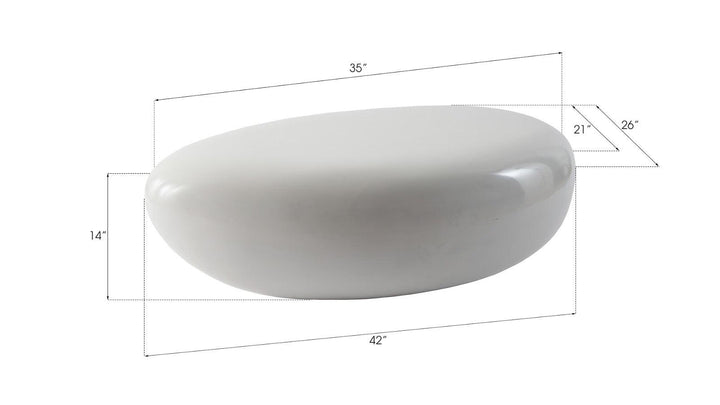SwayLiving River Stone Coffee Table, Small, Gel Coat White COFFEE TABLES