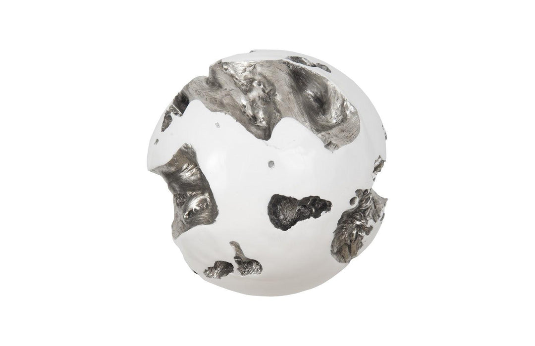 SwayLiving Cast Root Wall Ball, Silver Leaf, White, LG WALL ACCENTS