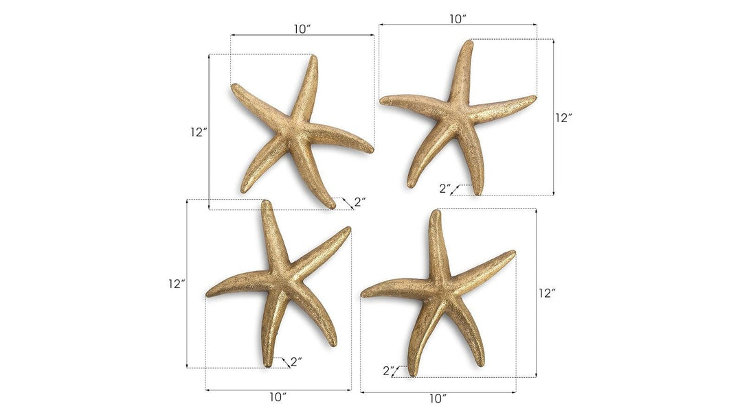 SwayLiving Starfish, Gold Leaf, Set of 4, SM WALL ACCENTS