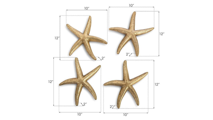 SwayLiving Starfish, Gold Leaf, Set of 4, SM WALL ACCENTS
