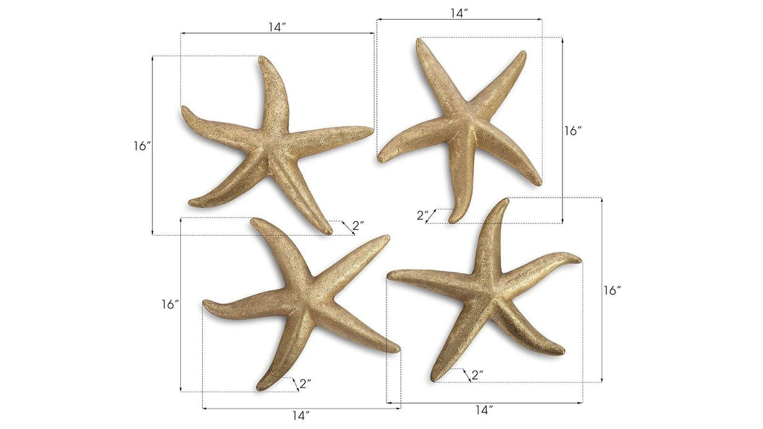 SwayLiving Starfish, Gold Leaf, Set of 4, MD WALL ACCENTS