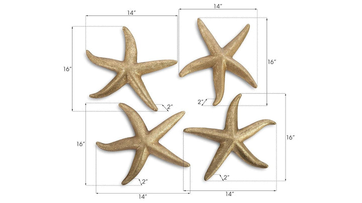 SwayLiving Starfish, Gold Leaf, Set of 4, MD WALL ACCENTS