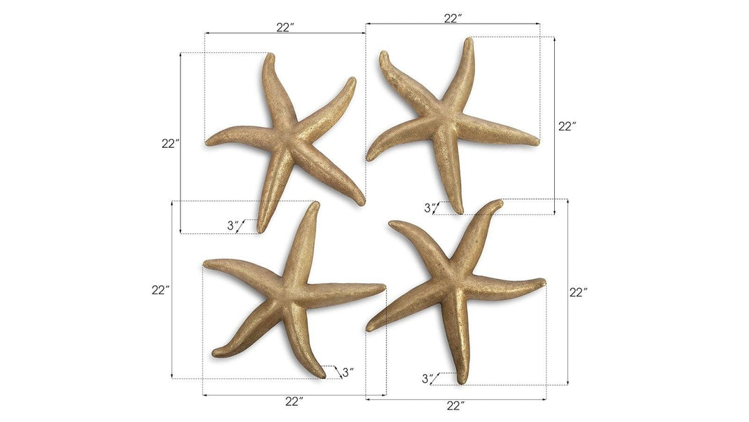 SwayLiving Starfish, Gold Leaf, Set of 4, LG WALL ACCENTS