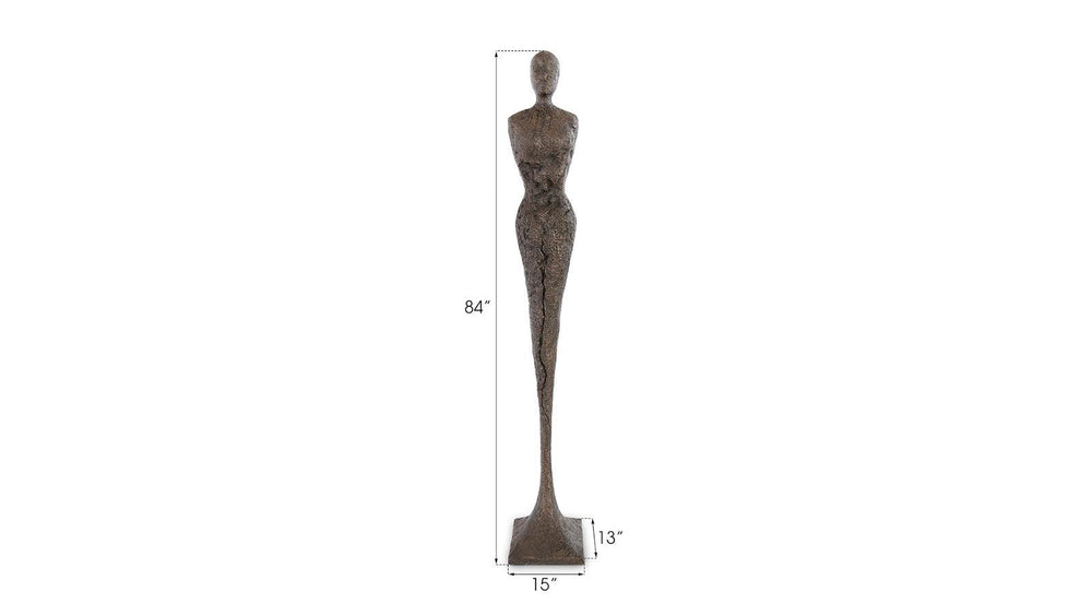 SwayLiving Tall Chiseled Female Sculpture, Resin, Bronze Finish DECORATIVE OBJECTS