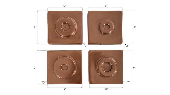 SwayLiving Cuadritos Wall Tiles, Set of 4, Polished Copper WALL ACCENTS