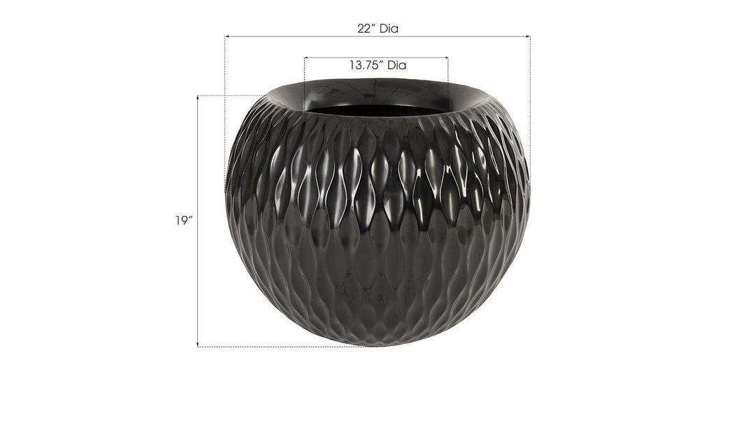 SwayLiving Ripple Planter, Gel Coat Black PLANTERS