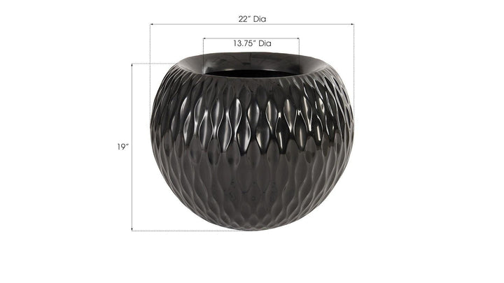 SwayLiving Ripple Planter, Gel Coat Black PLANTERS