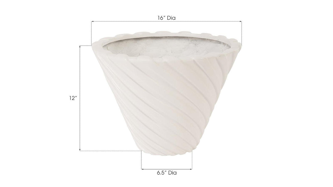 SwayLiving Turbo Planter, Gel Coat White PLANTERS