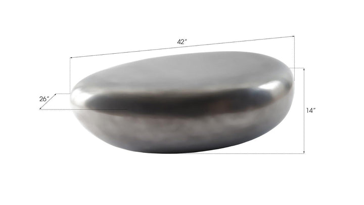 SwayLiving River Stone Coffee Table, Small, Resin, Polished Aluminum Finish COFFEE TABLES