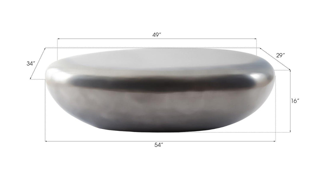 SwayLiving River Stone Coffee Table, Large, Resin, Polished Aluminum Finish COFFEE TABLES
