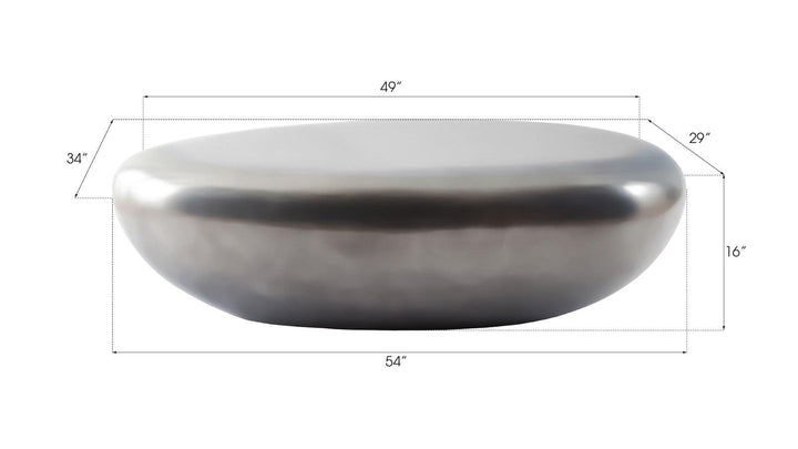 SwayLiving River Stone Coffee Table, Large, Resin, Polished Aluminum Finish COFFEE TABLES