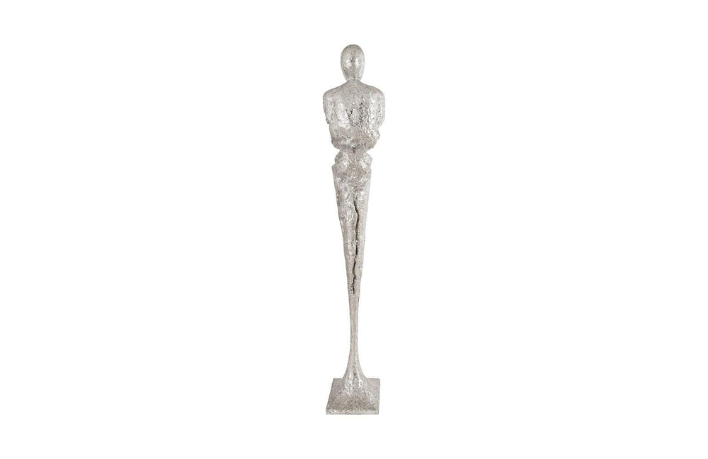 SwayLiving Tall Chiseled Male Sculpture, Resin, Silver Leaf DECORATIVE OBJECTS