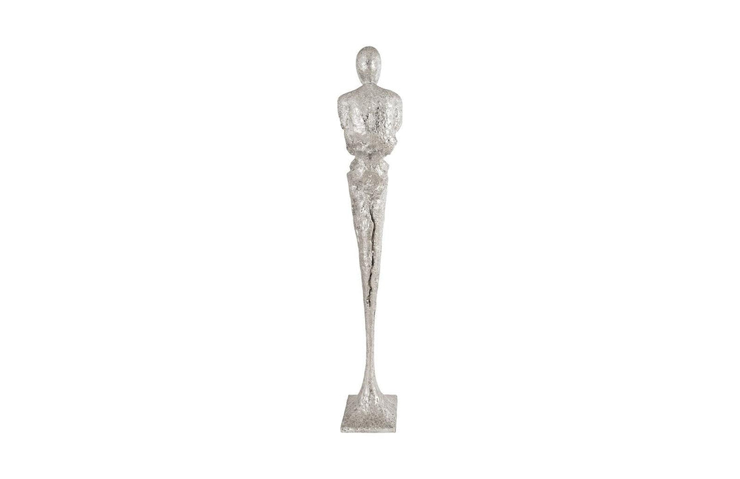 SwayLiving Tall Chiseled Male Sculpture, Resin, Silver Leaf DECORATIVE OBJECTS