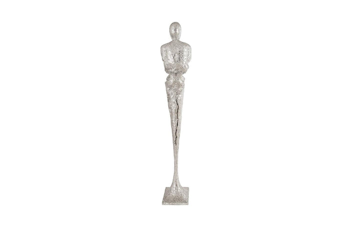 SwayLiving Tall Chiseled Male Sculpture, Resin, Silver Leaf DECORATIVE OBJECTS