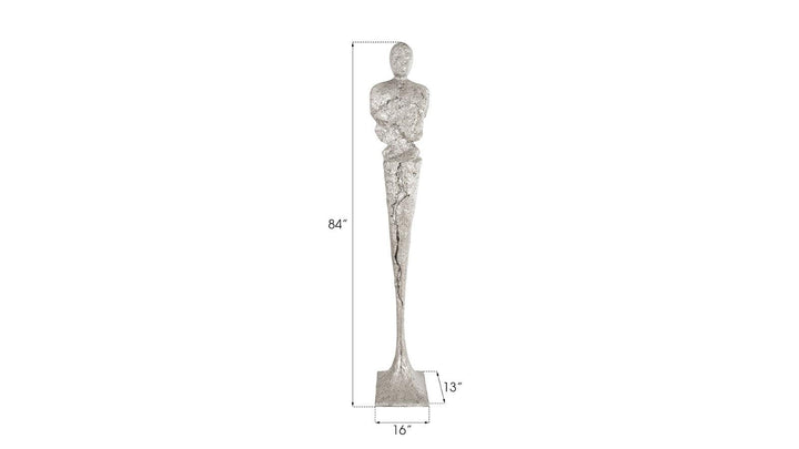 SwayLiving Tall Chiseled Male Sculpture, Resin, Silver Leaf DECORATIVE OBJECTS