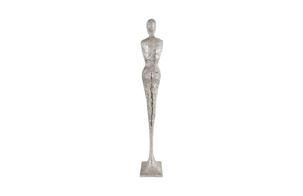 SwayLiving Tall Chiseled Female Sculpture, Resin, Silver Leaf DECORATIVE OBJECTS