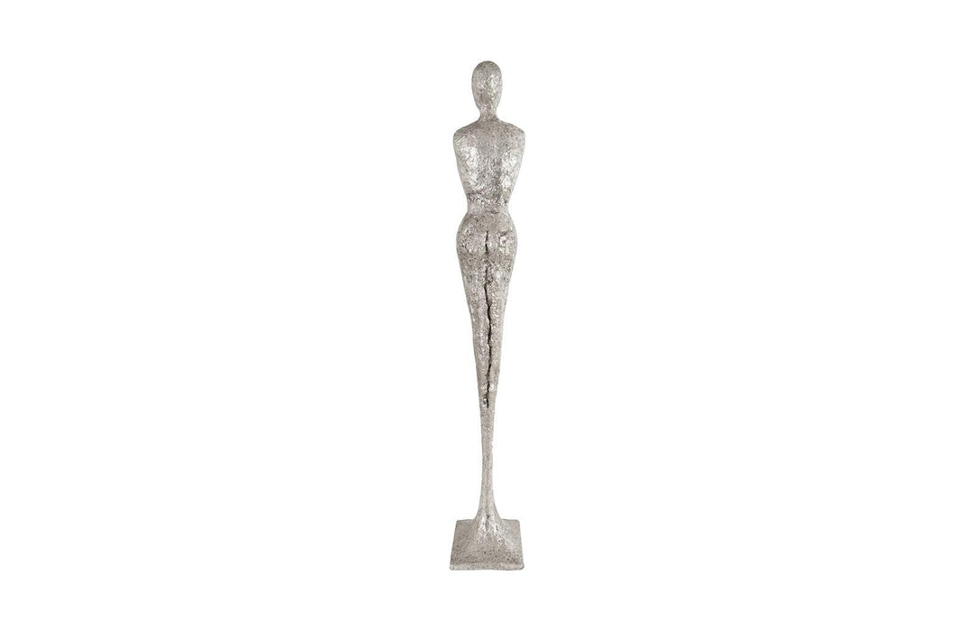 SwayLiving Tall Chiseled Female Sculpture, Resin, Silver Leaf DECORATIVE OBJECTS