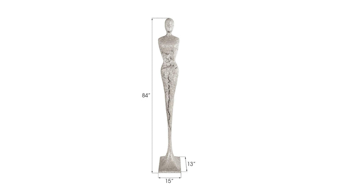 SwayLiving Tall Chiseled Female Sculpture, Resin, Silver Leaf DECORATIVE OBJECTS