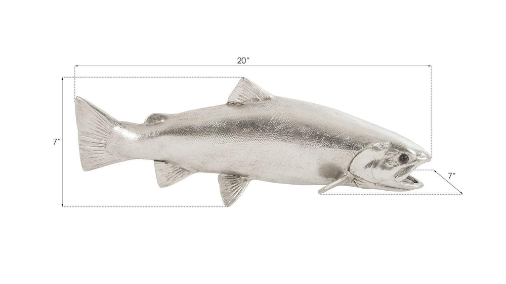 SwayLiving Rainbow Trout Fish, Resin, Silver Leaf WALL ACCENTS