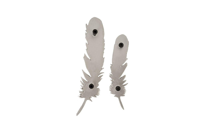 SwayLiving Feathers Wall Art, Small, Silver Leaf, Set of 2 WALL ACCENTS