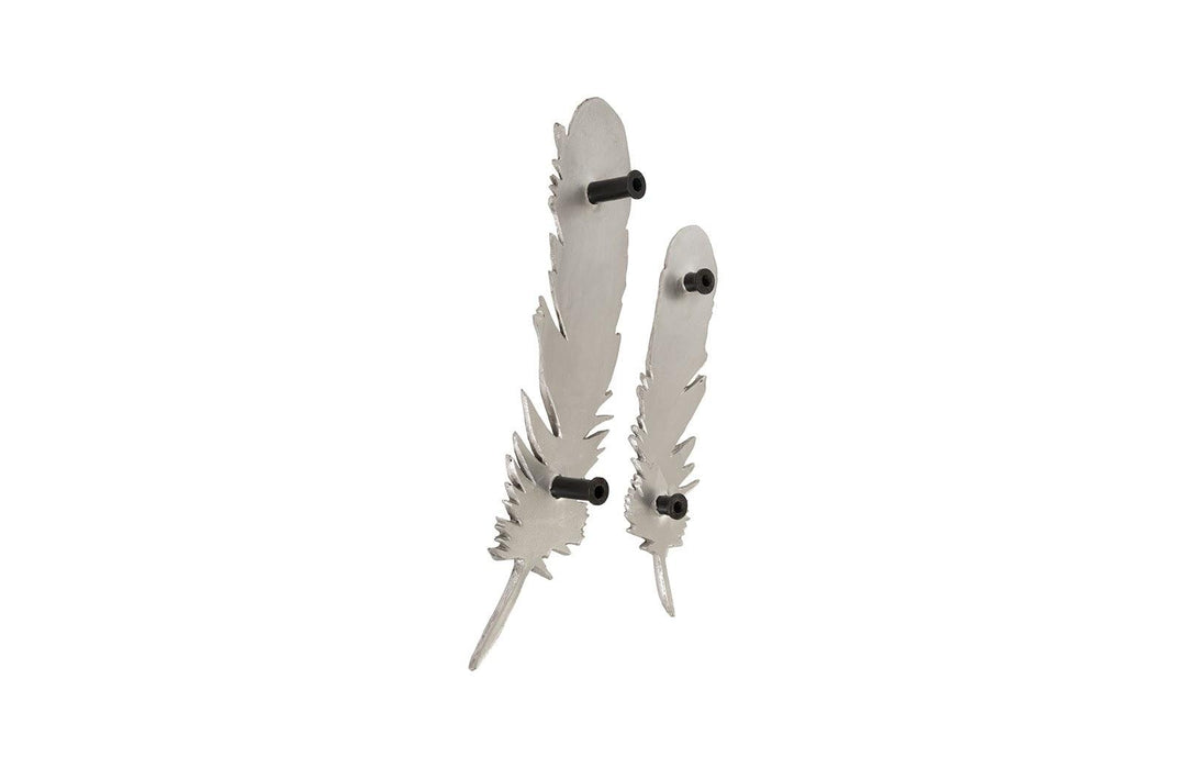 SwayLiving Feathers Wall Art, Small, Silver Leaf, Set of 2 WALL ACCENTS