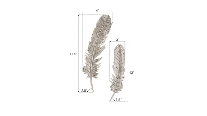 SwayLiving Feathers Wall Art, Small, Silver Leaf, Set of 2 WALL ACCENTS