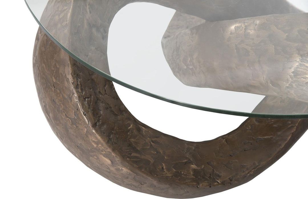 SwayLiving Trifoil Coffee Table, Bronze w/ Glass COFFEE TABLES