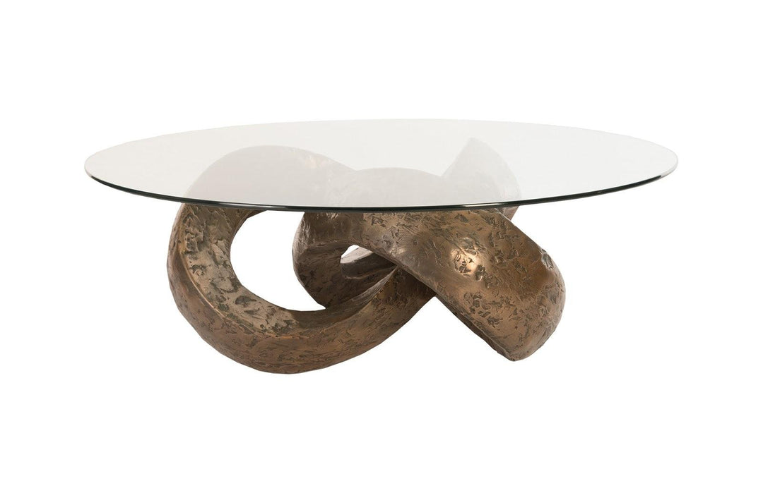 SwayLiving Trifoil Coffee Table, Bronze w/ Glass COFFEE TABLES
