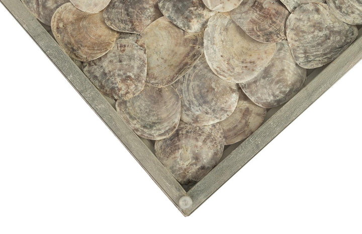 SwayLiving Shell Coffee Table, Glass Top, Ming Stainless Steel Legs COFFEE TABLES