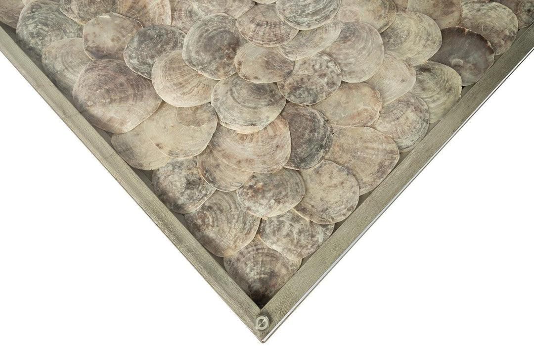SwayLiving Shell Coffee Table, Glass Top, Ming Stainless Steel Legs COFFEE TABLES