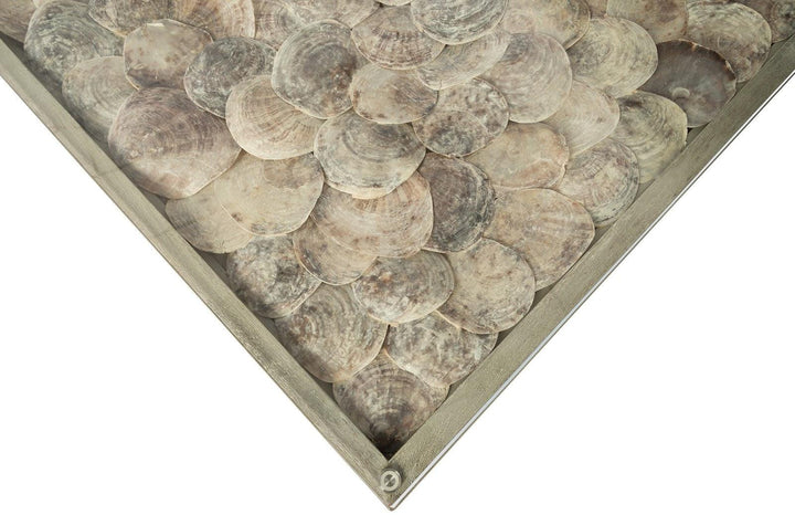 SwayLiving Shell Coffee Table, Glass Top, Ming Stainless Steel Legs COFFEE TABLES