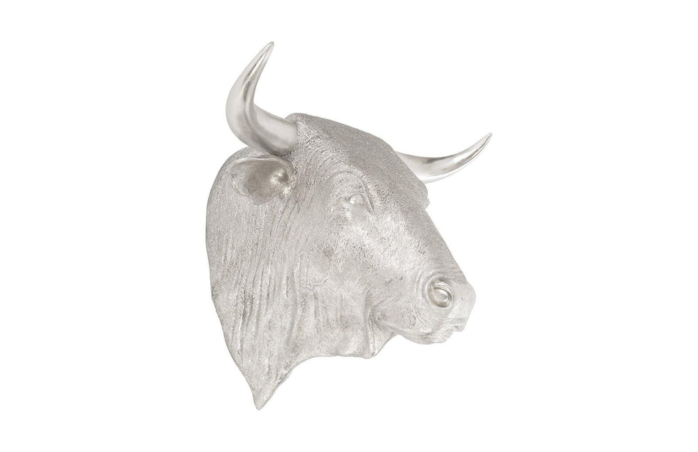 SwayLiving Spanish Fighting Bull Wall Art, Resin, Silver Leaf WALL ACCENTS