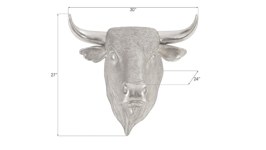 SwayLiving Spanish Fighting Bull Wall Art, Resin, Silver Leaf WALL ACCENTS